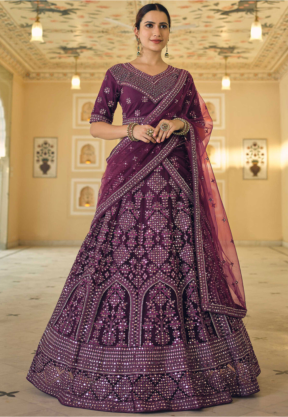 Buy Art Silk Wedding Lehenga in Purple and Violet With Thread Work 1752874  Online in India - Etsy