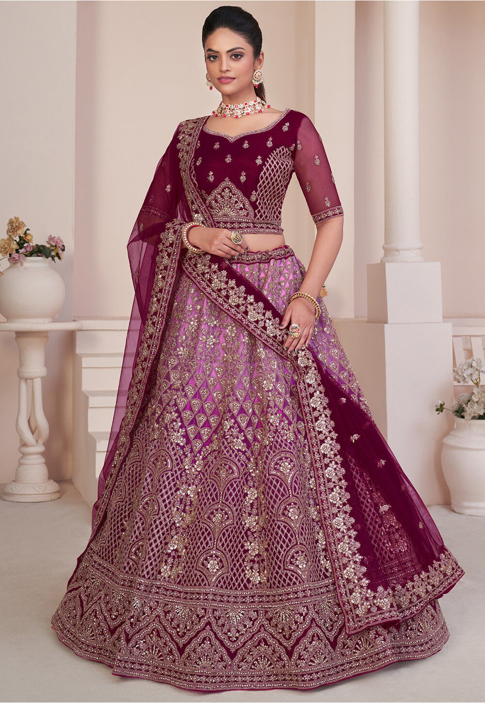 Green Net A-Line #Lehenga Choli with #Dupatta @ $436.52 | Shop @ http://www. utsavfashion.com/store/sarees-… | Bollywood outfits, Indian beauty saree,  India fashion