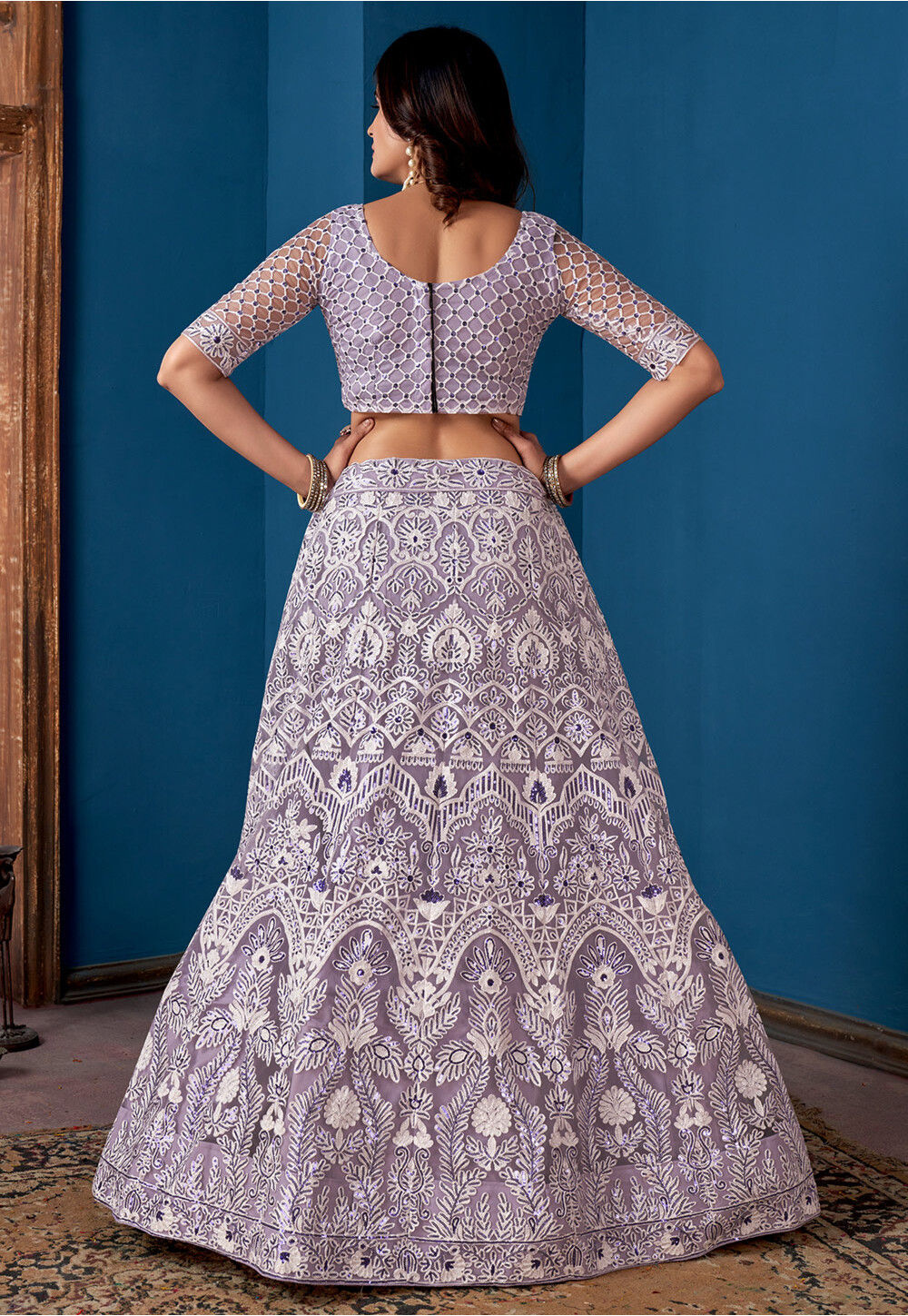 Light Purple Net Lehenga Suit