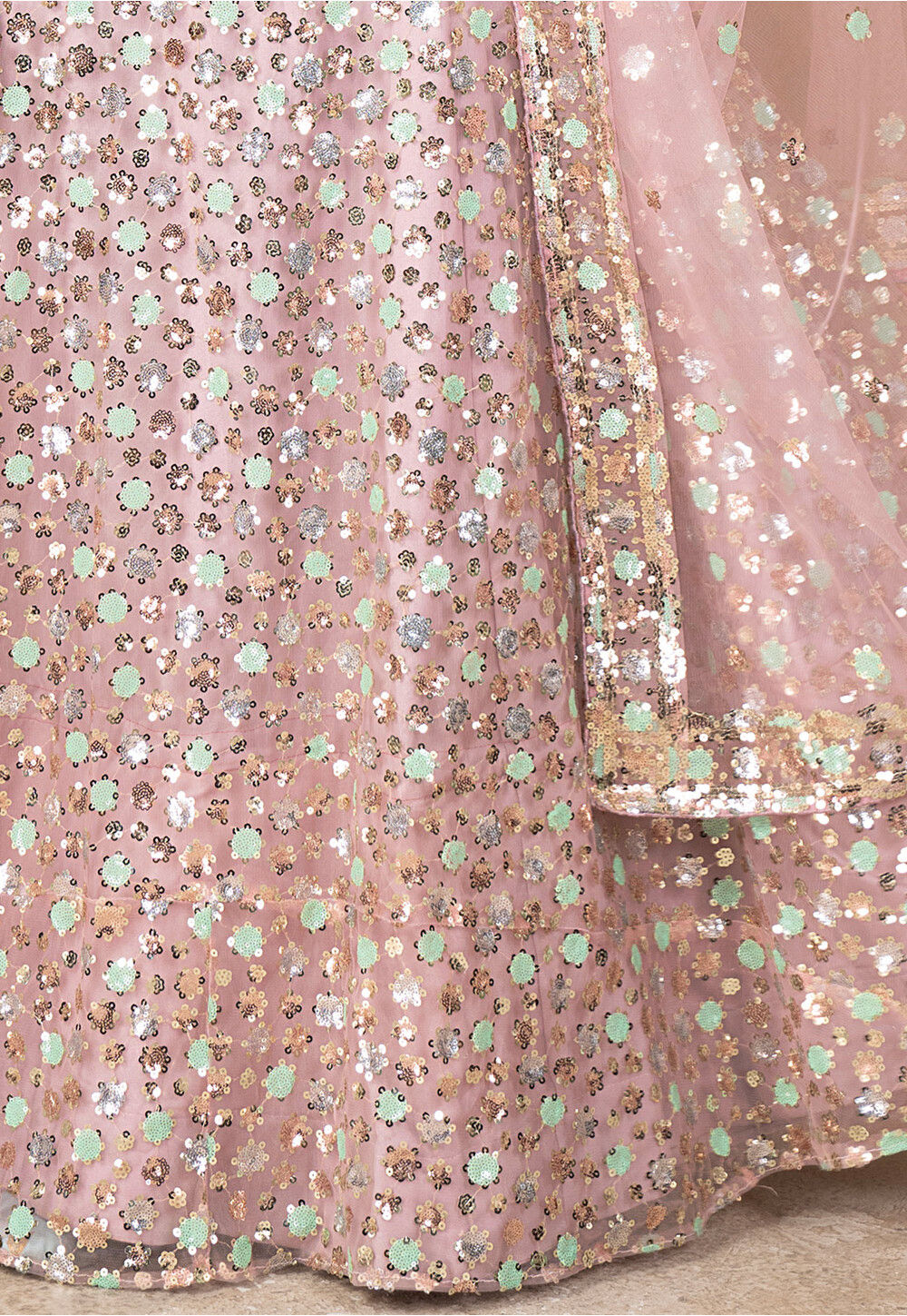 Elegant Pink Net Lehenga
