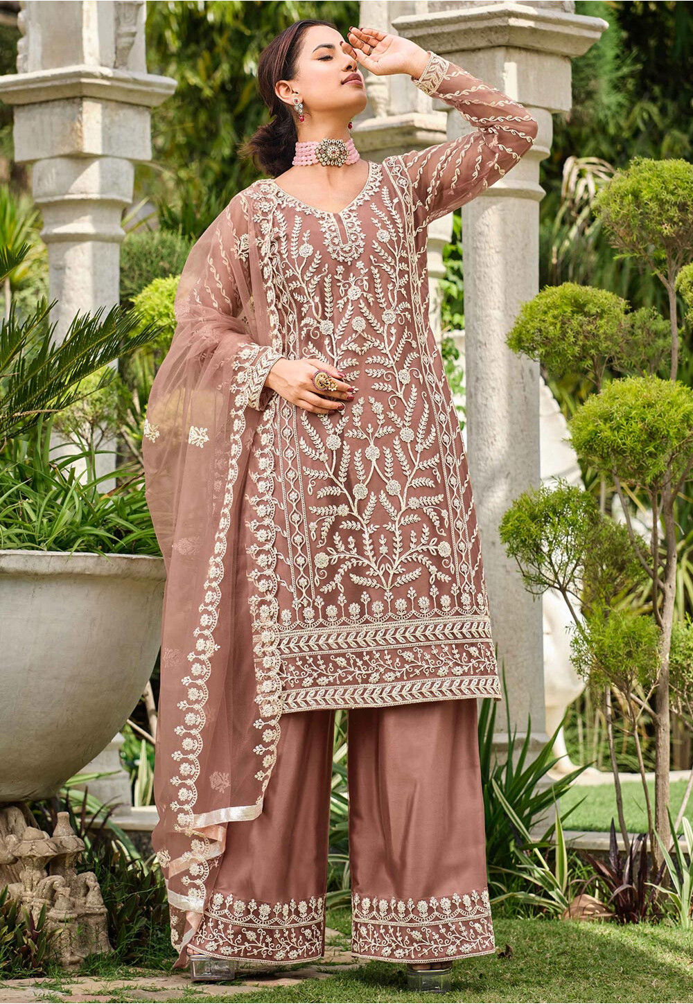 rose gold pakistani dress Buy Embroidered Net Suit in Online : KUF16459 Autumn