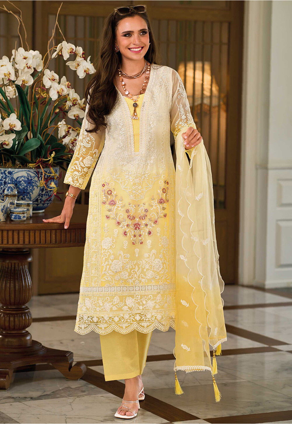 white organza dress pakistani Afrozeh Noori Pakistani Luxury Organza Dress