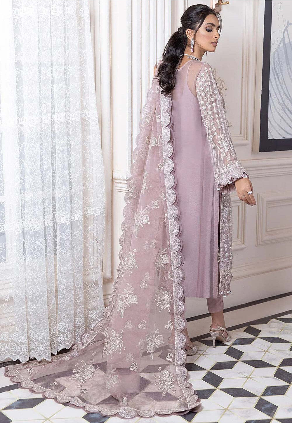 Light blue soft organza Embroidered Pakistani suit with beautiful Duppata main image 0