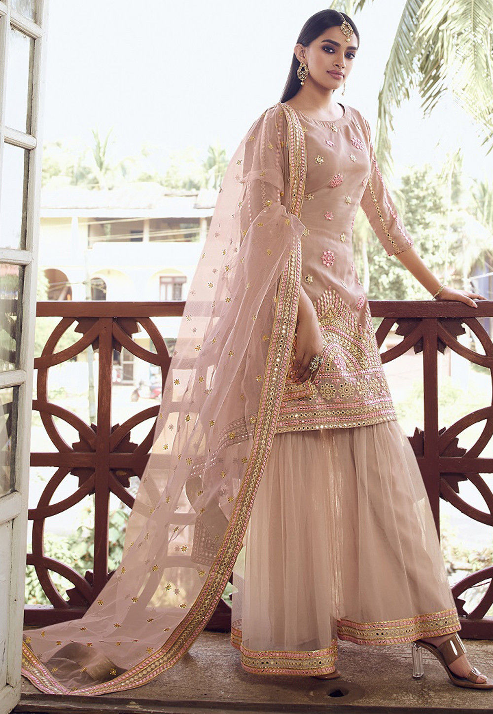 Buy Embroidered Organza Pakistani Suit in Peach Online : KCH6595 ...