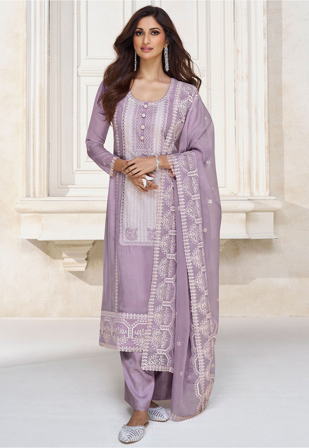 Sky Organza Silk Pant Pakistani Suit main image 1