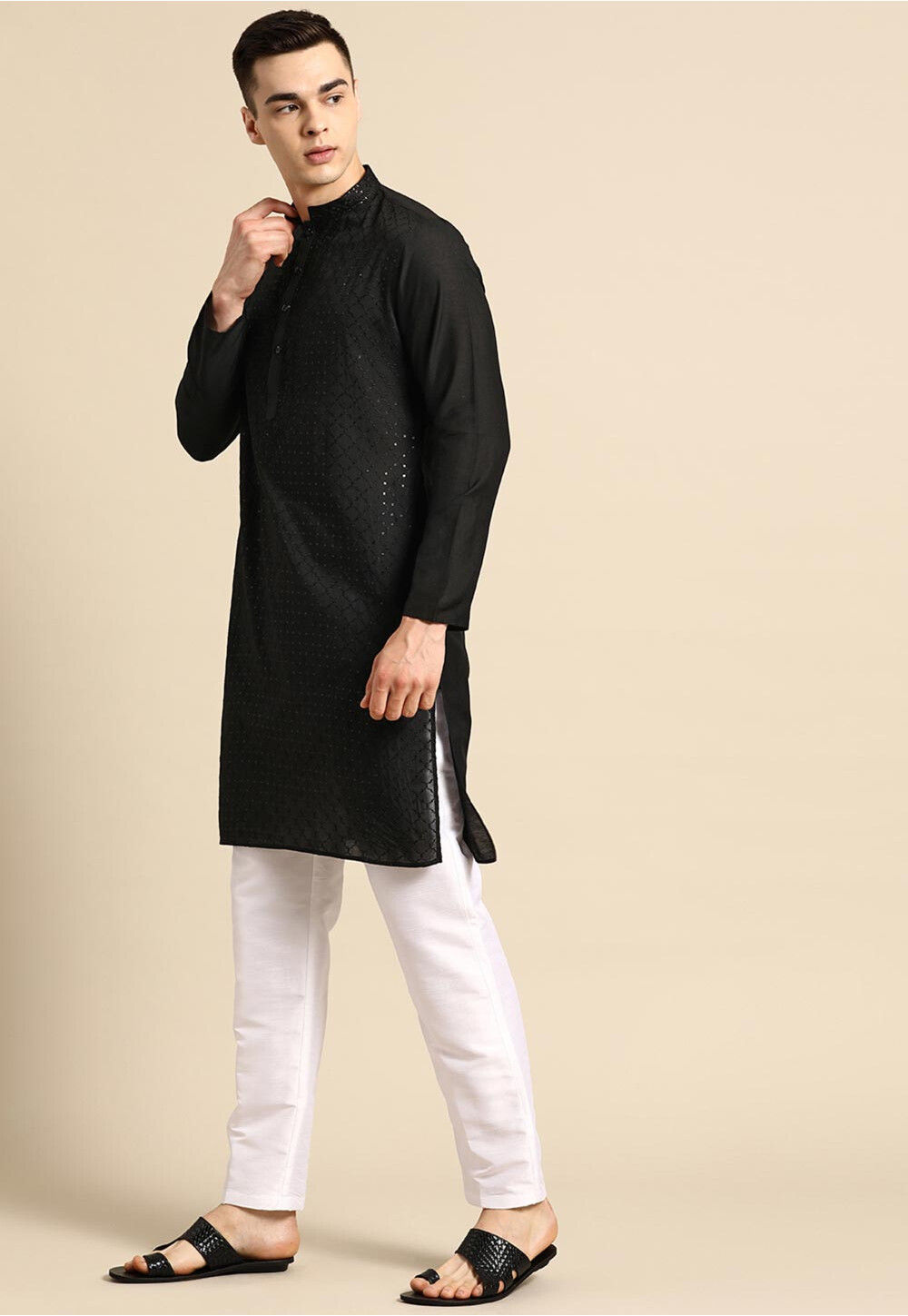 Riva Supima Cotton Black Kurta Set