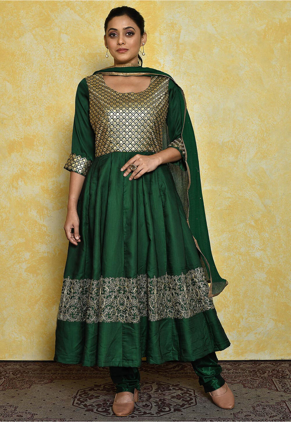 Satin anarkali sales