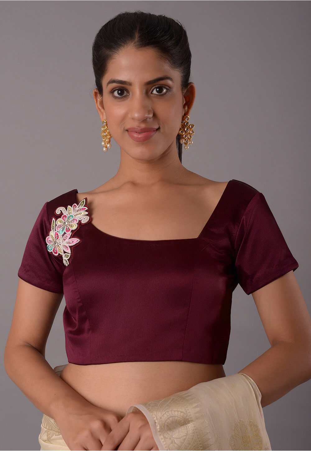 Wine Satin Blouse