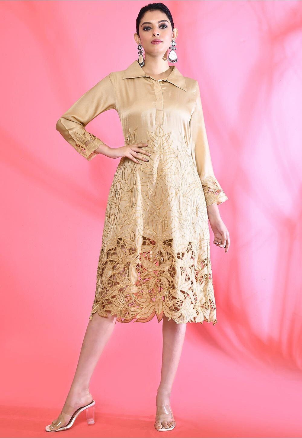 beige aline dress Beige Aline satin long prom dress, beige long evening dress – shdress main image 0