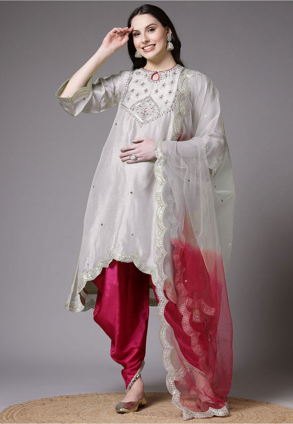 Grey and pink punjabi suit 2025