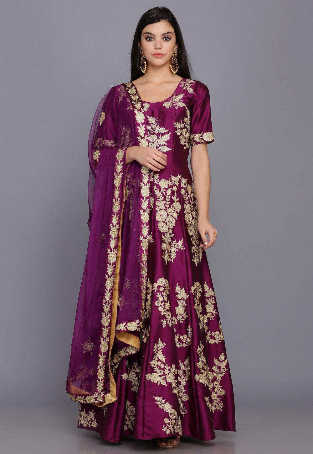 embroidered taffeta silk punjabi suit
