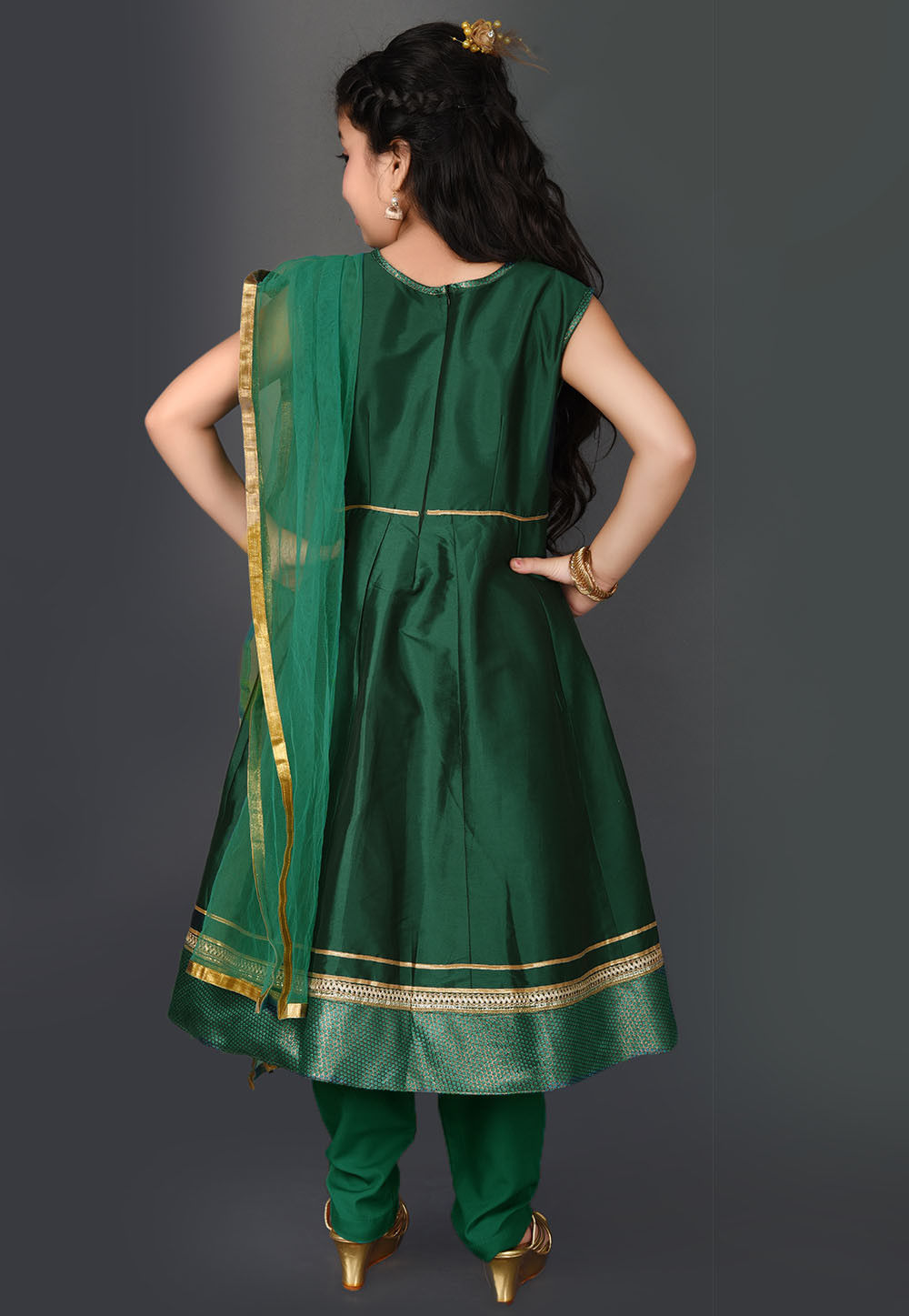 Soft Taffeta Silk Grey Anarkali Suit Without Bottom
