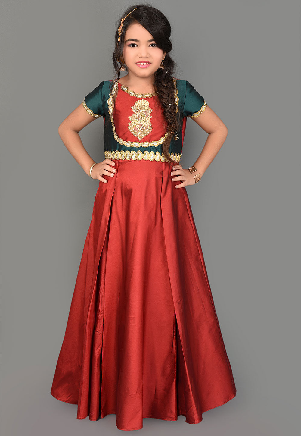 maroon silk gown