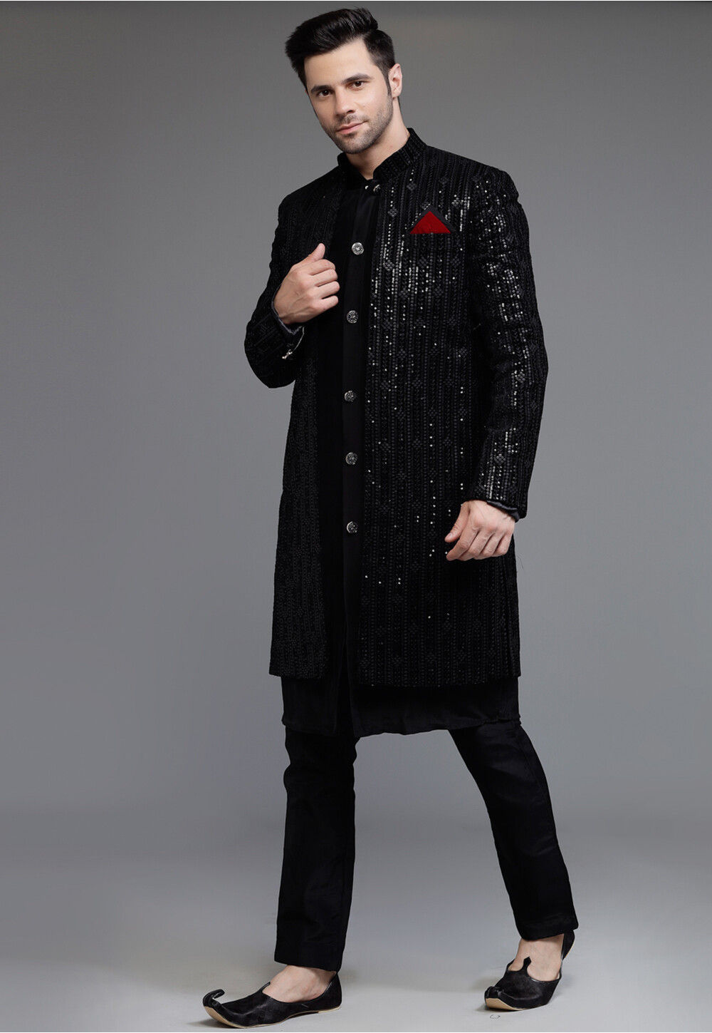 Black sherwani kurta store