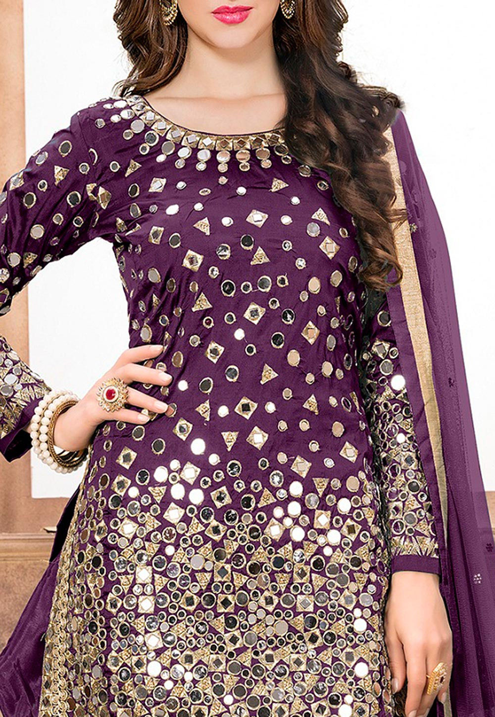 embroidered taffeta silk punjabi suit