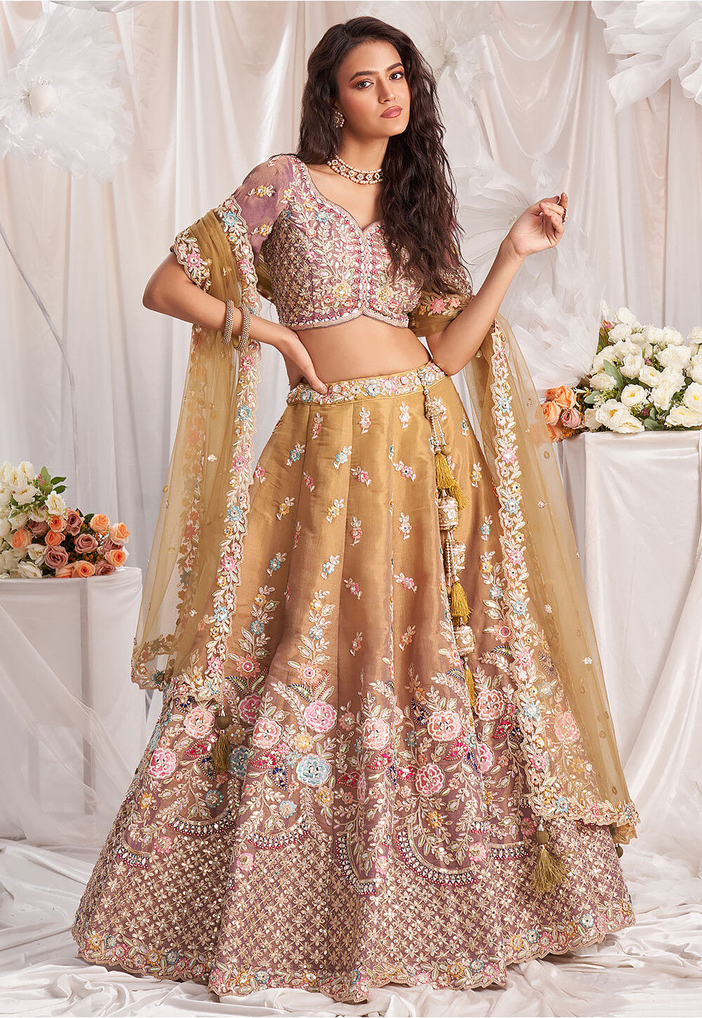 Beige Divider Lehenga