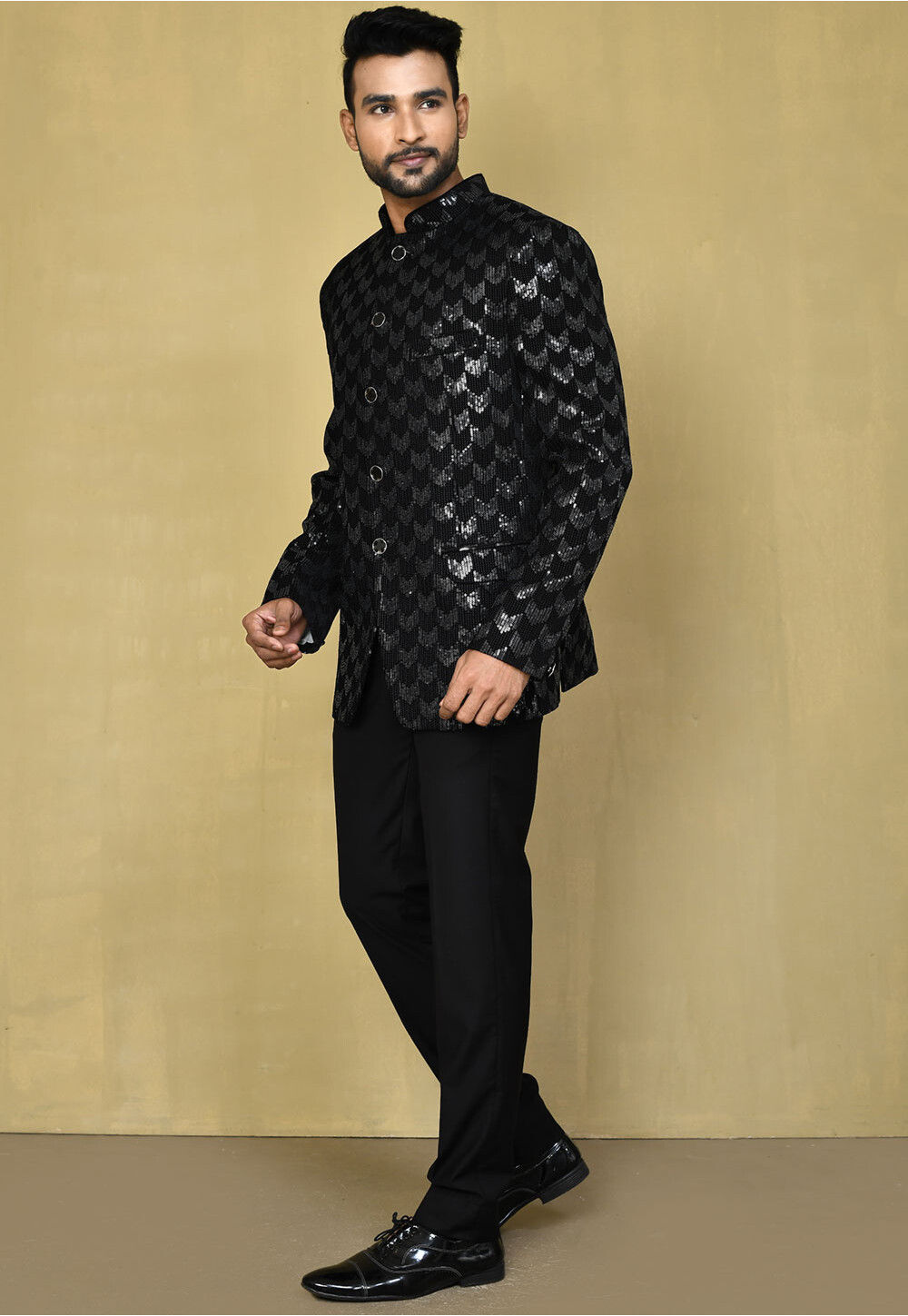 Black Embroidered Bandhgala Set main image 1