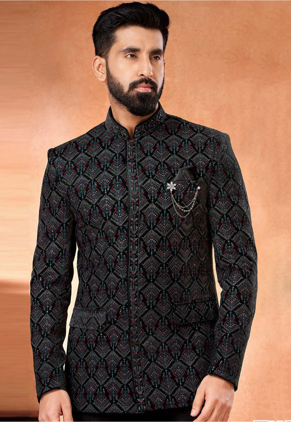 Black Jodhpuri Bandhgala Jacket Design by Rohit Kamra Jaipur at Pernia's  Pop Up Shop 2024