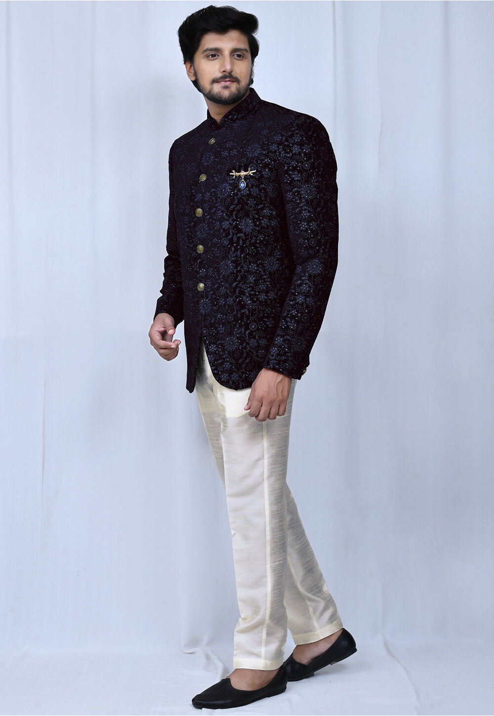 Hifa Navy Blue Jodhpuri Set