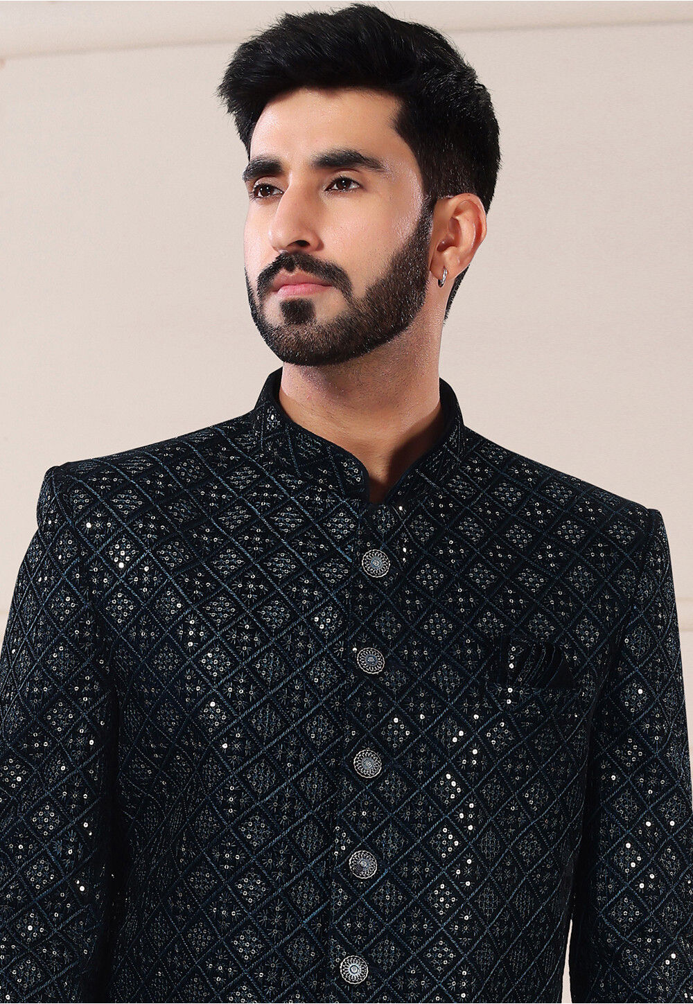 Buy Embroidered Velvet Jodhpuri Suit in Black Online : MUY979 - Utsav ...