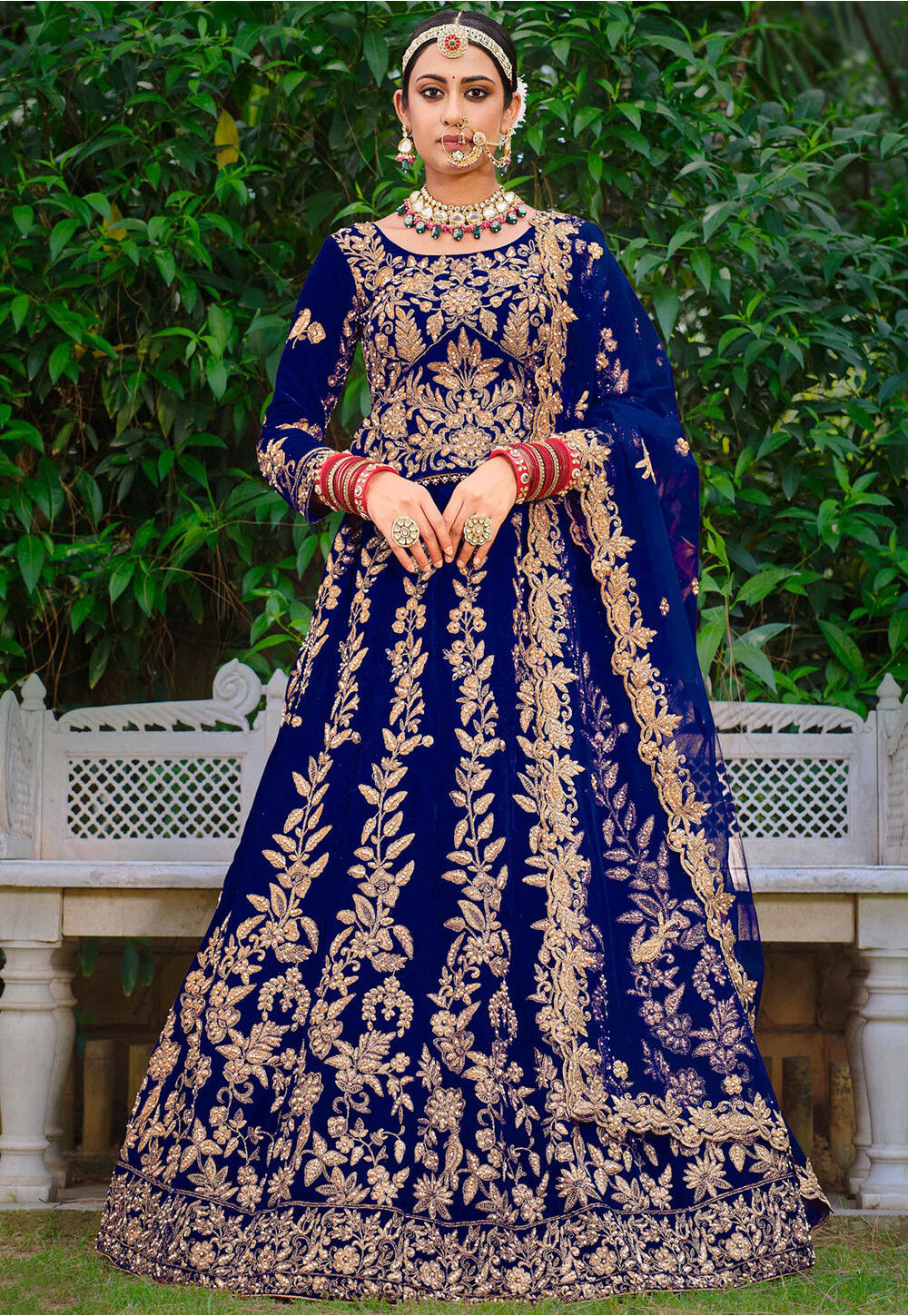 Fabron Pink Blouse Embroidered Black and Royal Blue Lehenga at Rs 1200 |  कढ़ाई वाला लेहंगा in Surat | ID: 11854351397