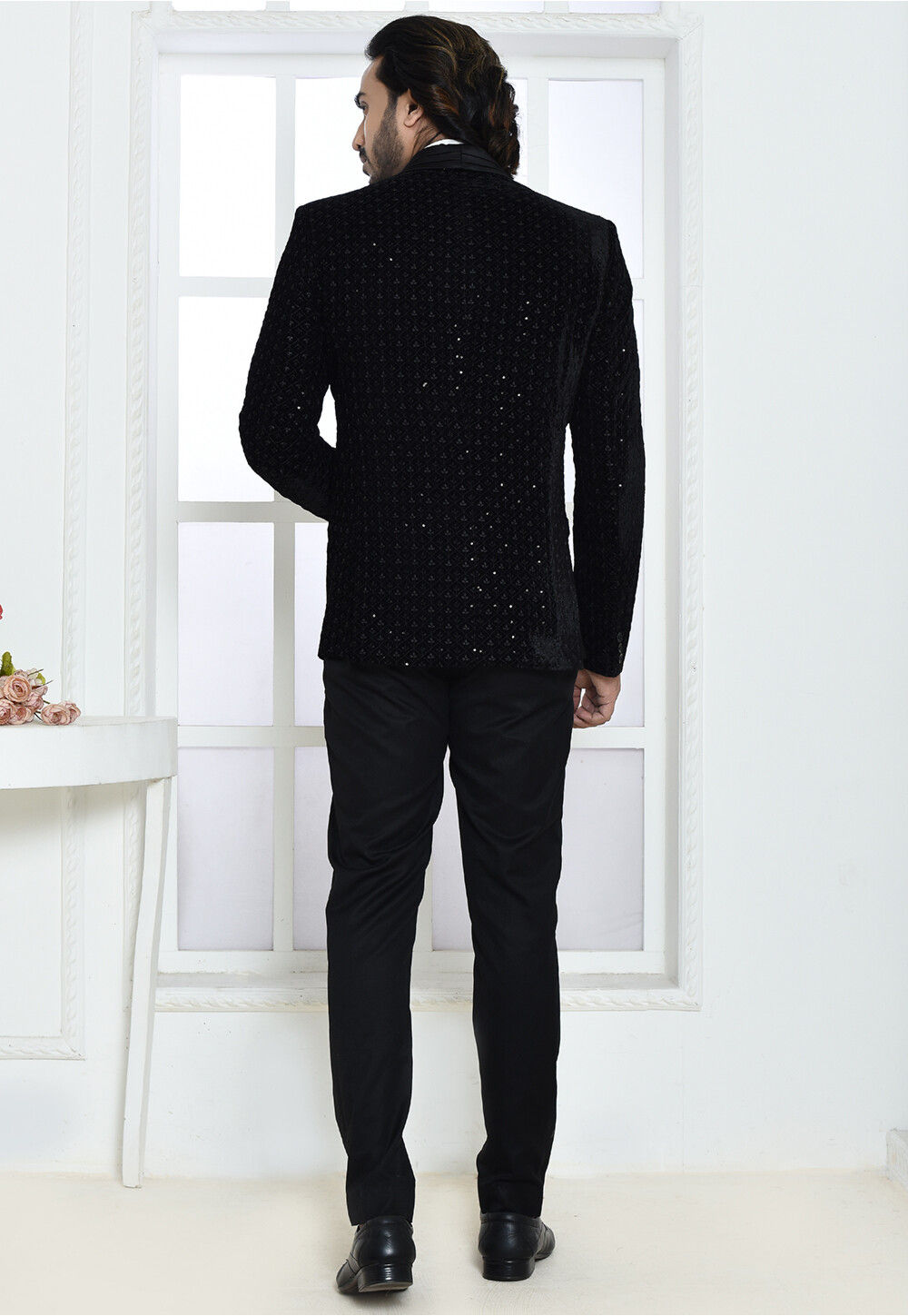 Buy Embroidered Velvet Suit Set in Black Online MTX3135 Utsav Fashion