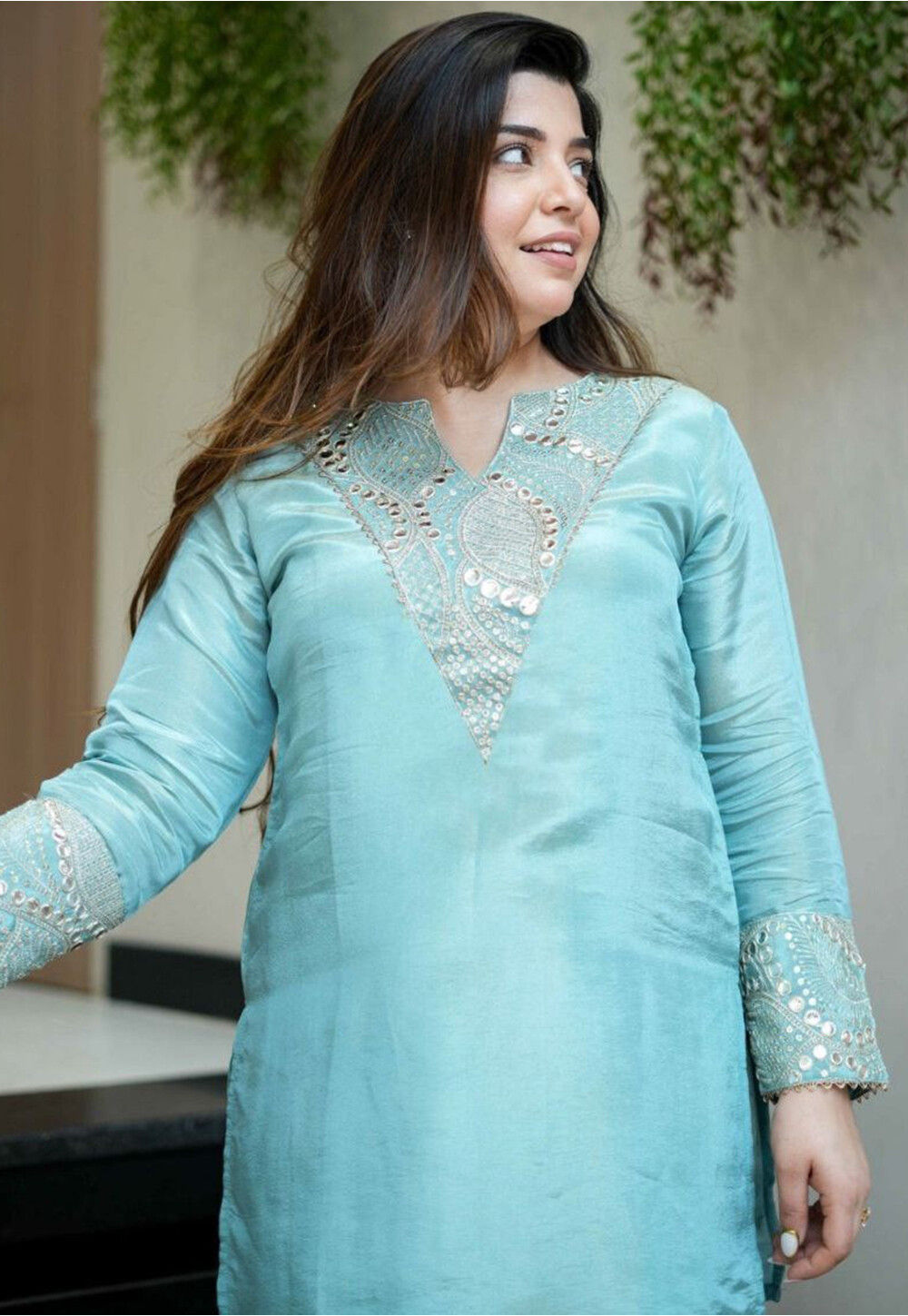 Buy Embroidered Viscose Silk Co Ord Set in Sky Blue Online : TGW4688 ...