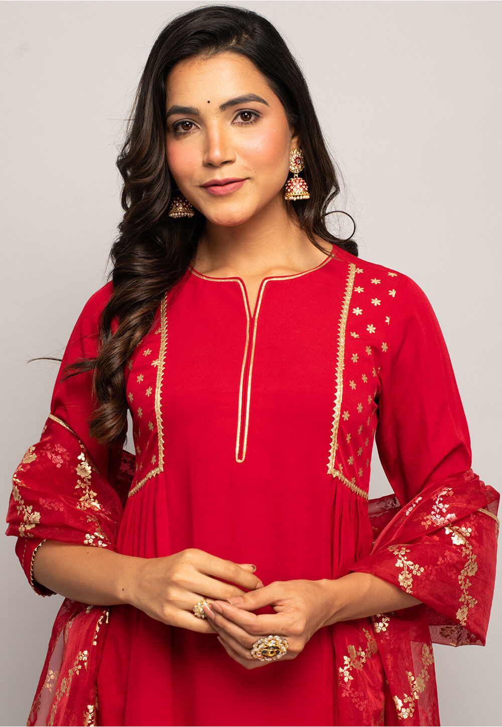 Buy Foil Printed Crepe Pakistani Suit in Red Online : KJC3279 - Utsav ...