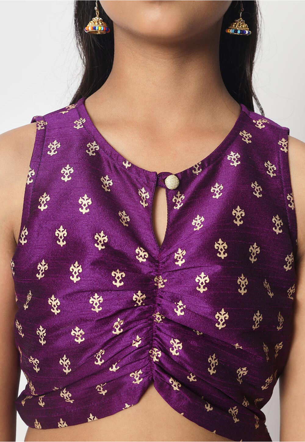 Purple Dupion Silk Hand Embroidered Lehenga Set