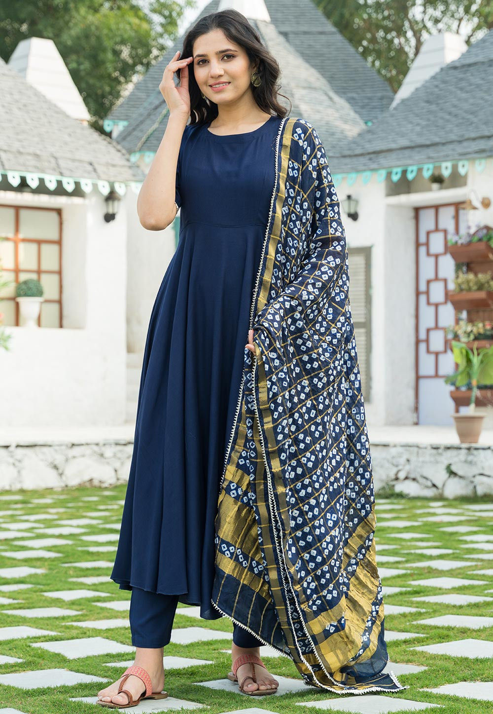 Buy Ghatchola Rayon Anarkali Suit in Navy Blue Online : KMM80 - Utsav ...