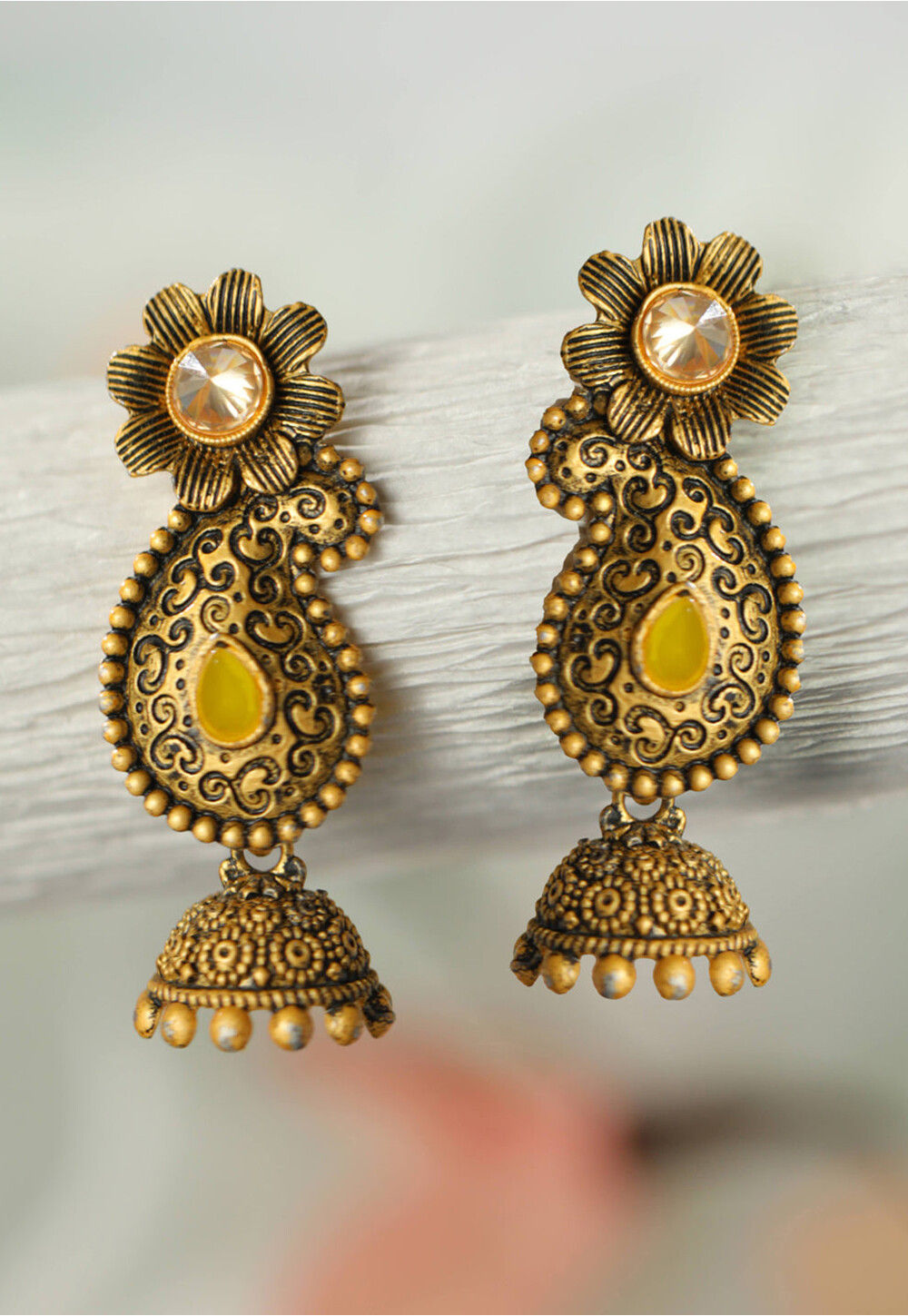 Buy Jalaja Floral Statement Chandbali Earrings  Tarinika  Tarinika India