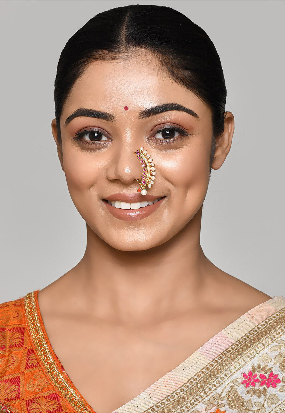 Itihaas Silver Maharashtrian Nath: Gold plated (Left pierced)