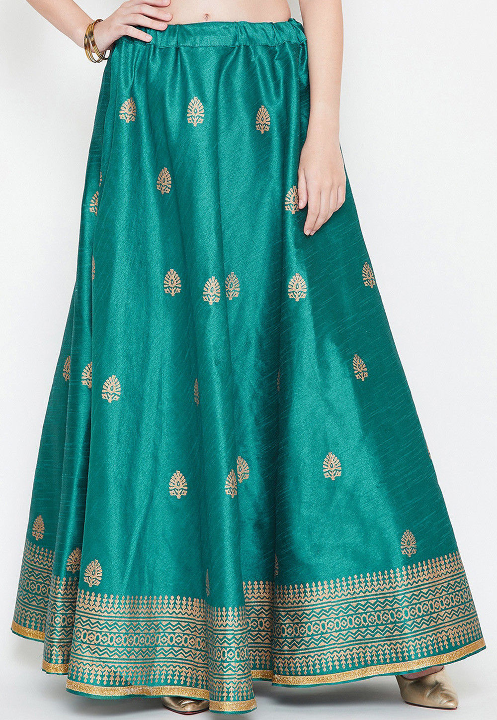 Designer Teal Blue Dupion Silk Ready To Wear Lehenga Skirt with Banarasi Dupatta ALC17
