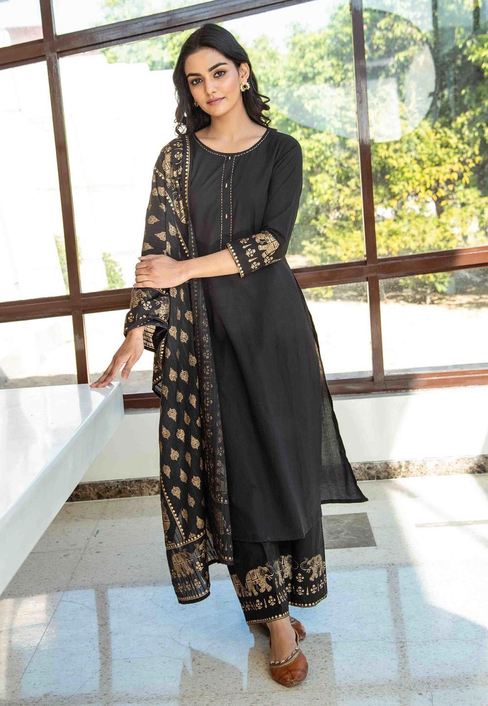 Dinsaa Suit Elaf Summer 125 Pure Cotton With Fancy Work Stylish Design
