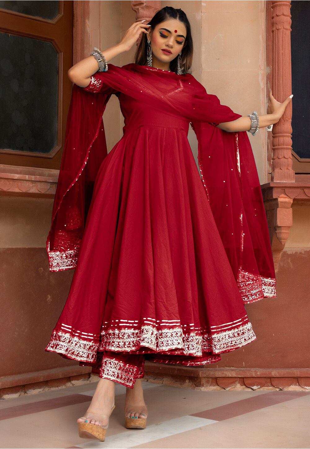 Maroon Anarkali Dress Earrings For Maroon Gown Buy Gota
