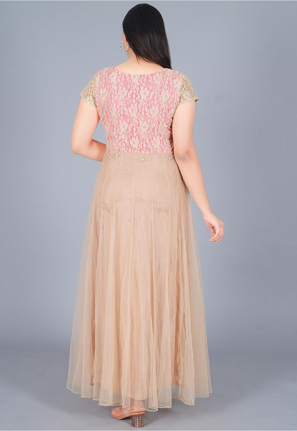 Layered Cocktail Gown with Gota embroidery