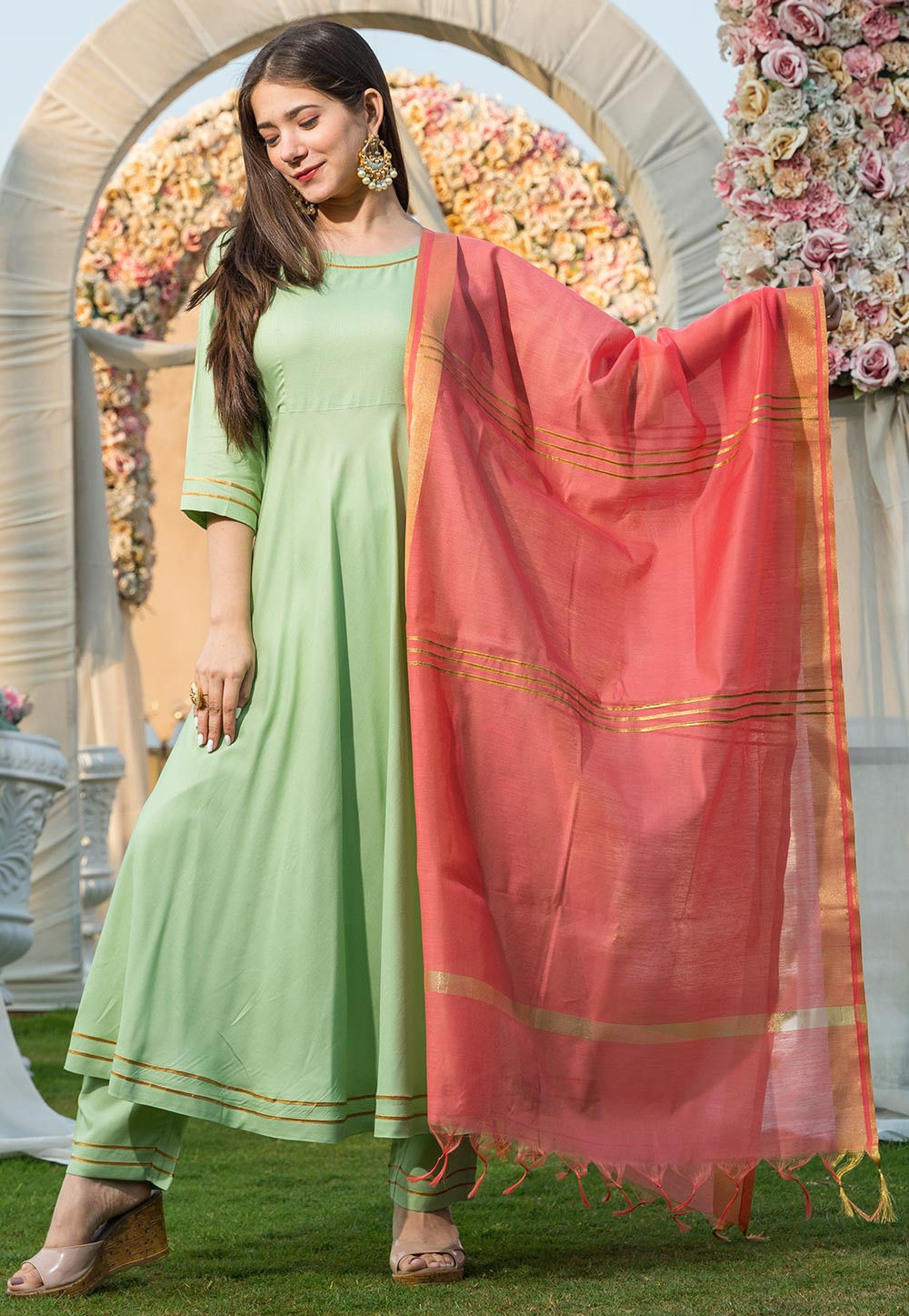 Pastel colour anarkalis clearance