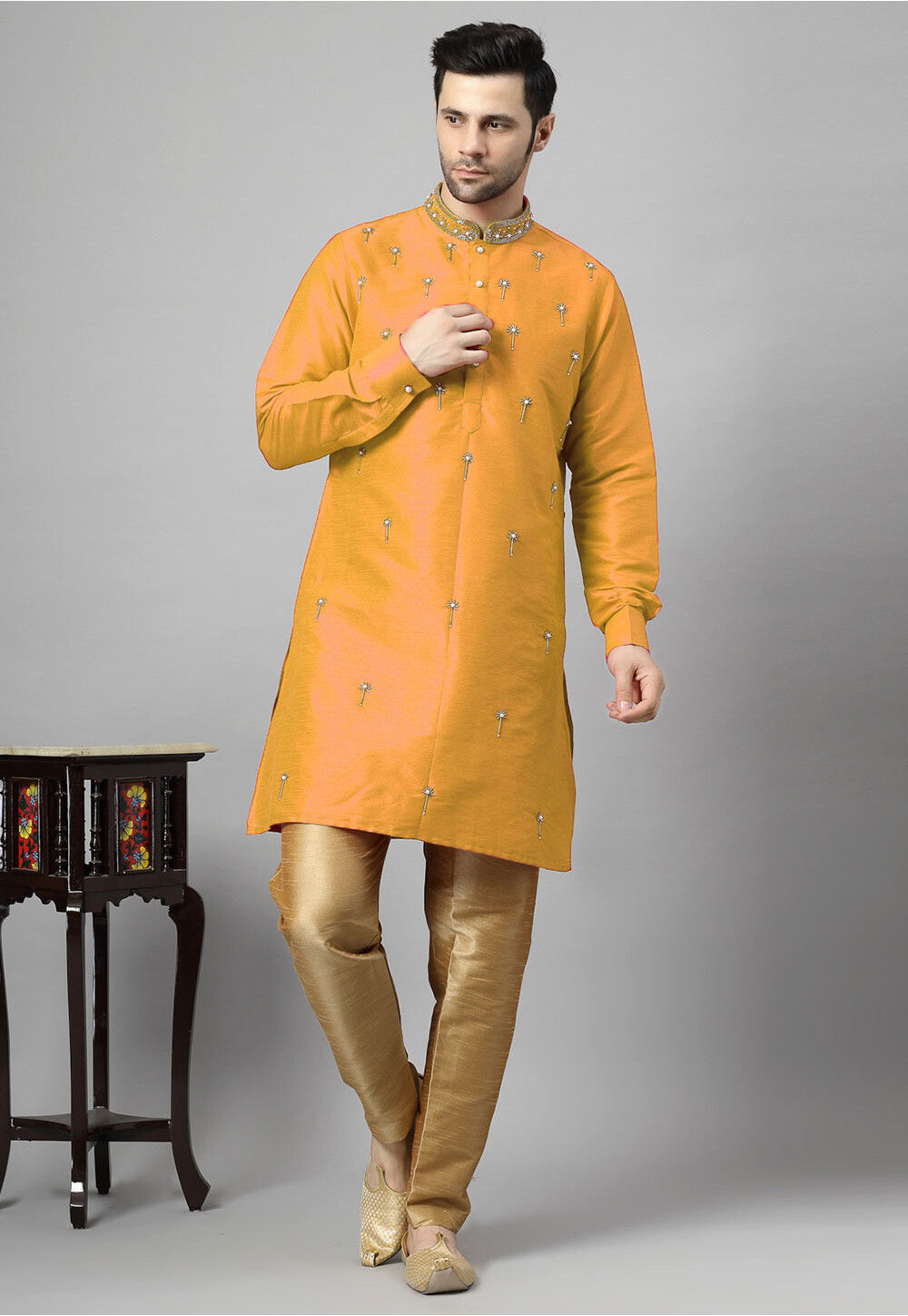 Stunning Mustard Embroidered Silk Kurta Set Elegant Traditional Wear for Every Occasion