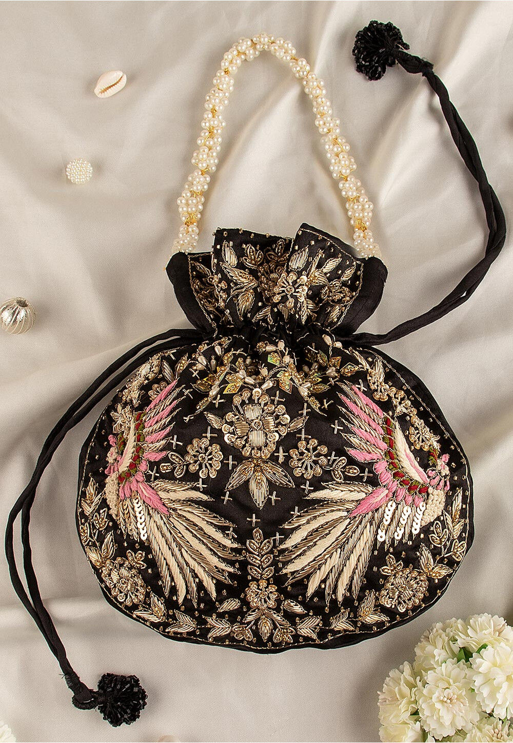 Rosé Potli Bag – Black - saishabyshalu