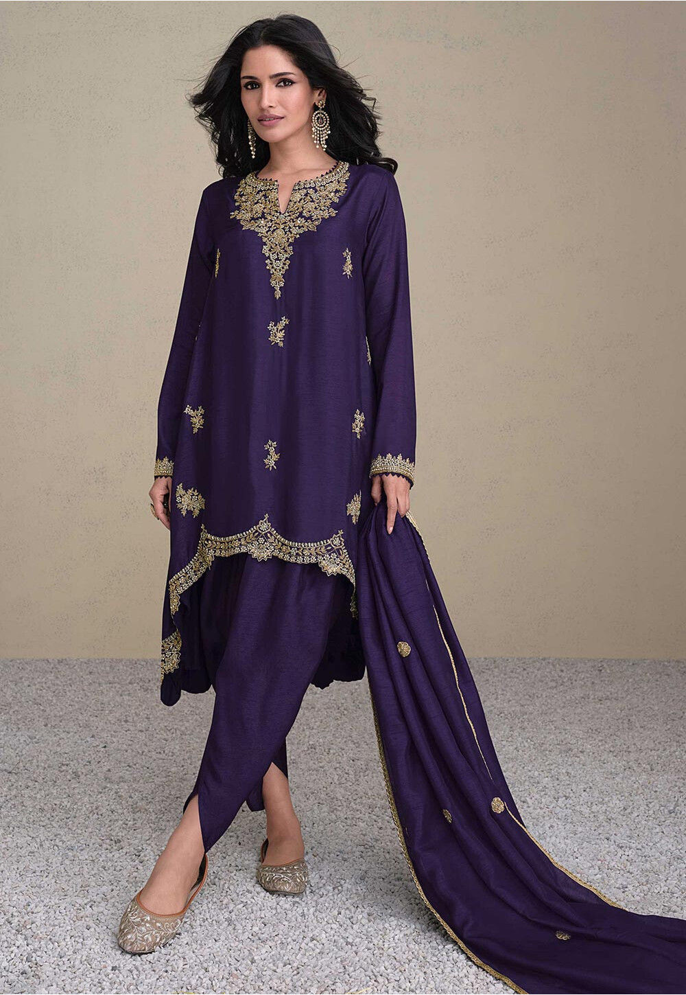 purple punjabi dress Buy Hand Embroidered Art Silk Punjabi Suit in Purple Online : KCH13389