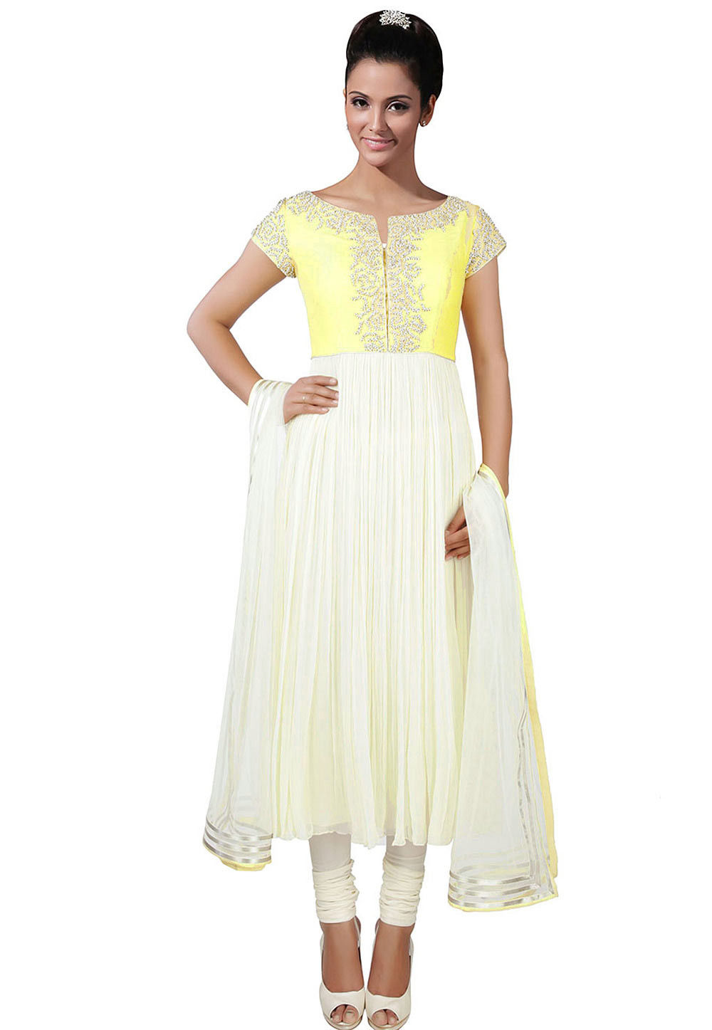 white anarkali suits