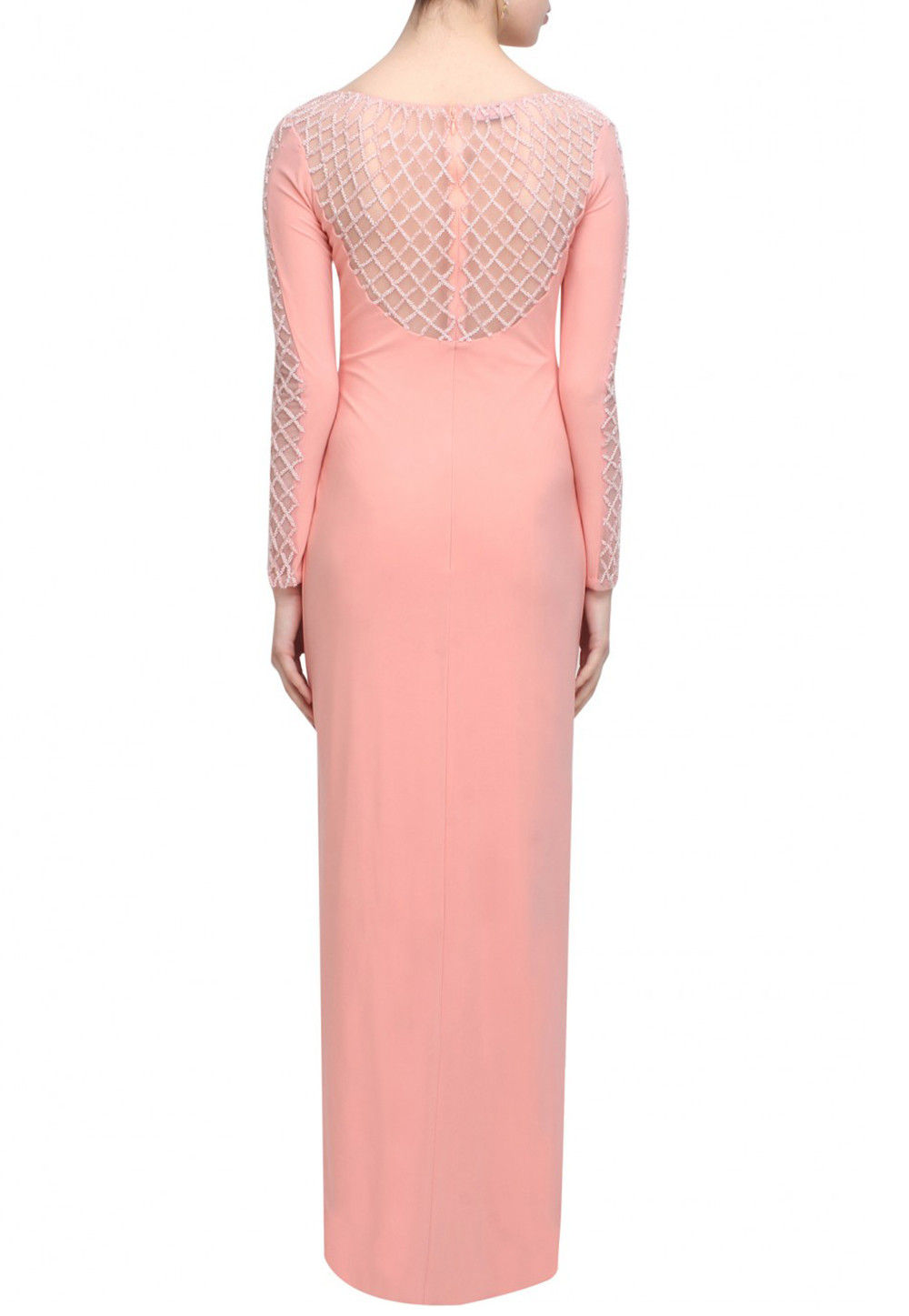 Peach Embroidered Georgette Dress