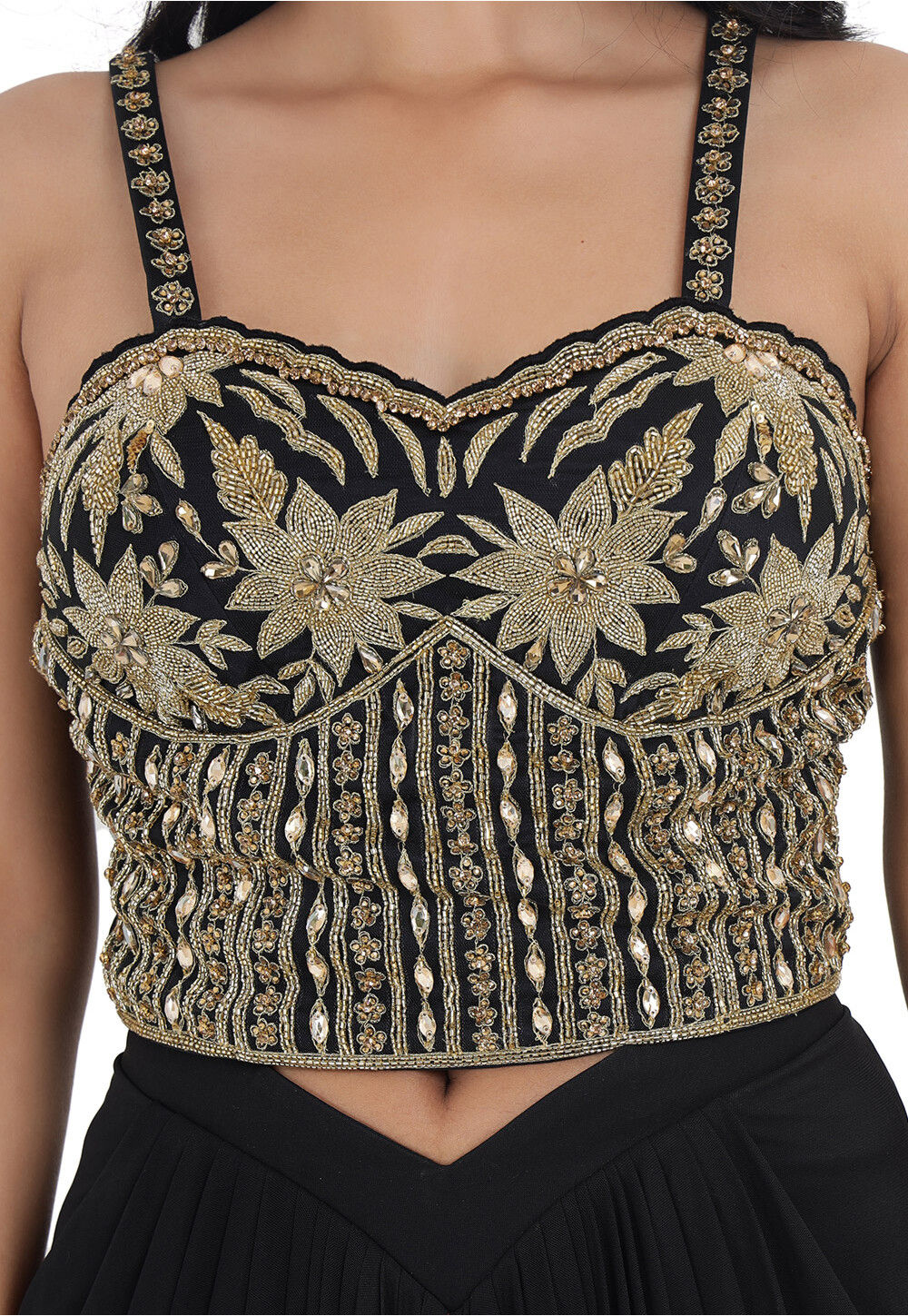 Basic Hand Top Buy Hand Embroidered Net Crop Top Set in Black Online : TSF422 - Utsav ...