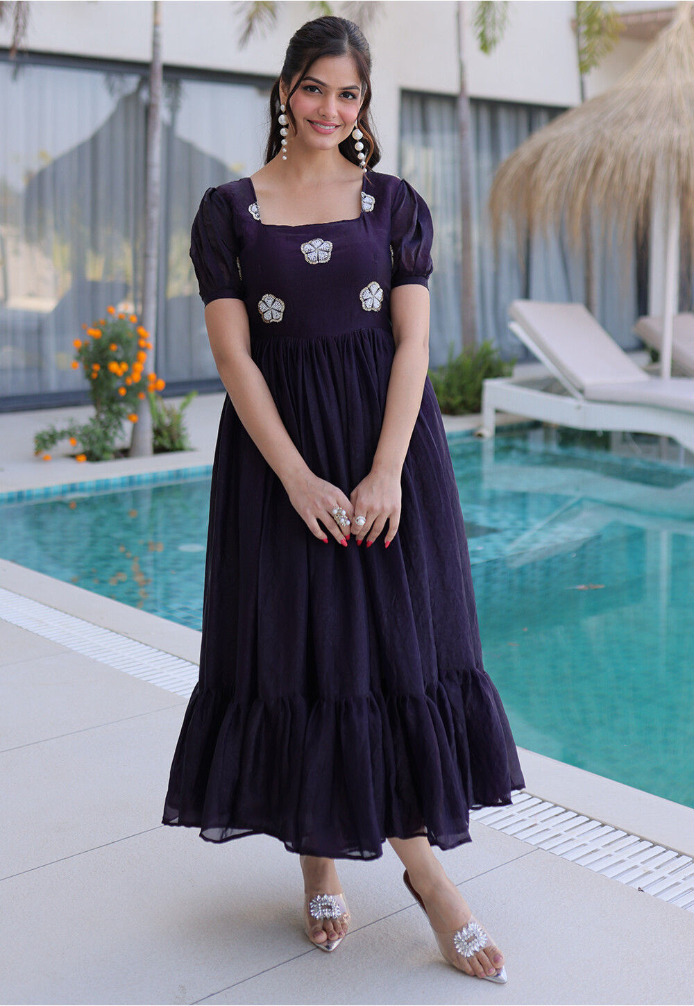 chinese dress ladies Pleated Taffeta and Organza Long Dress  John Paul Ataker