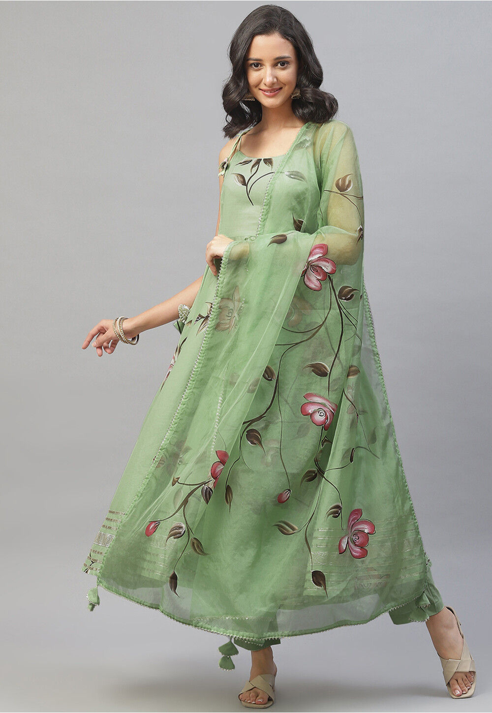 pastel green pakistani dress WA 03-PASTEL GREEN KAFRAN 2Pcs S