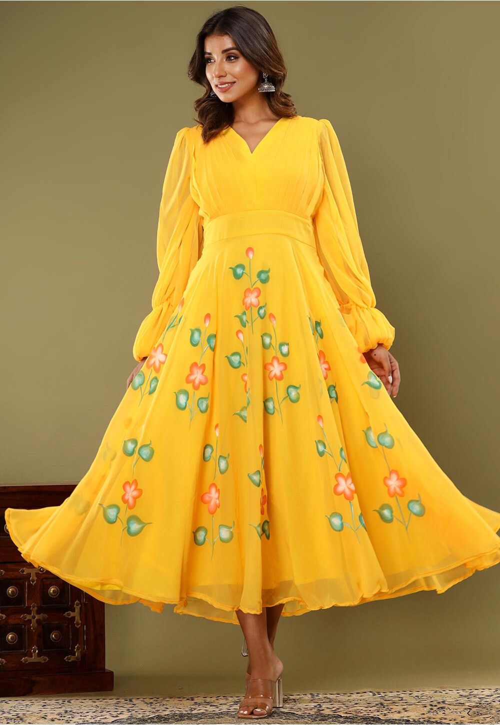Party Wear Half Sleeve Hand Work Designer Gown, Size: Medium, Wash Care:  Dry clean at Rs 19999 in Hyderabad