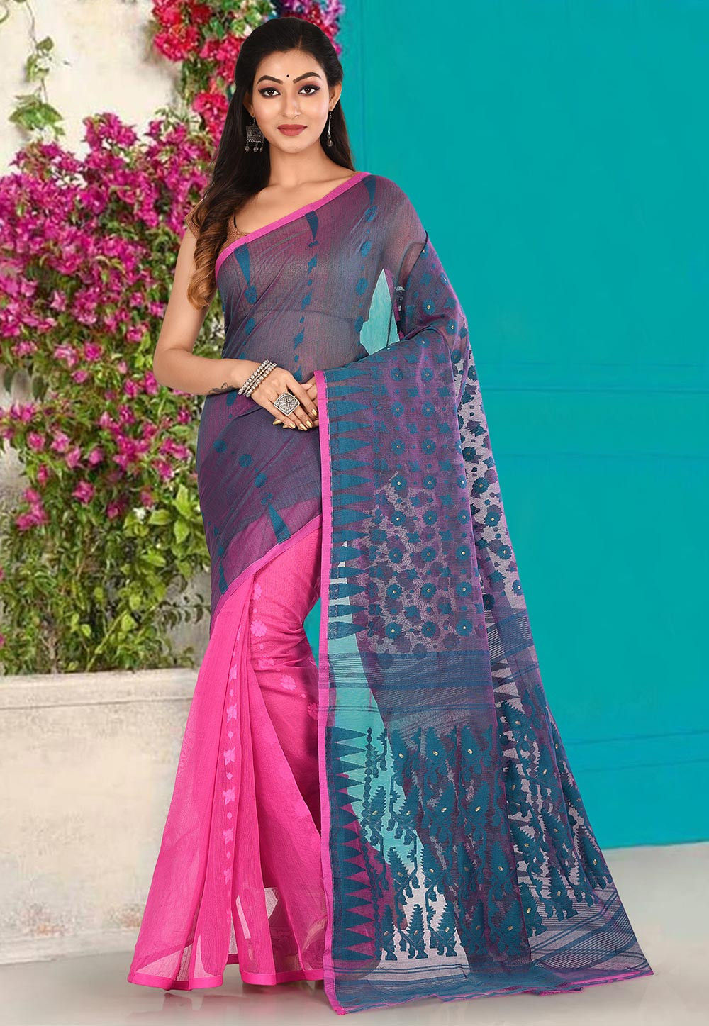 Mega Sell on Half-Silk Jamdani Saree | Rongpolli Online