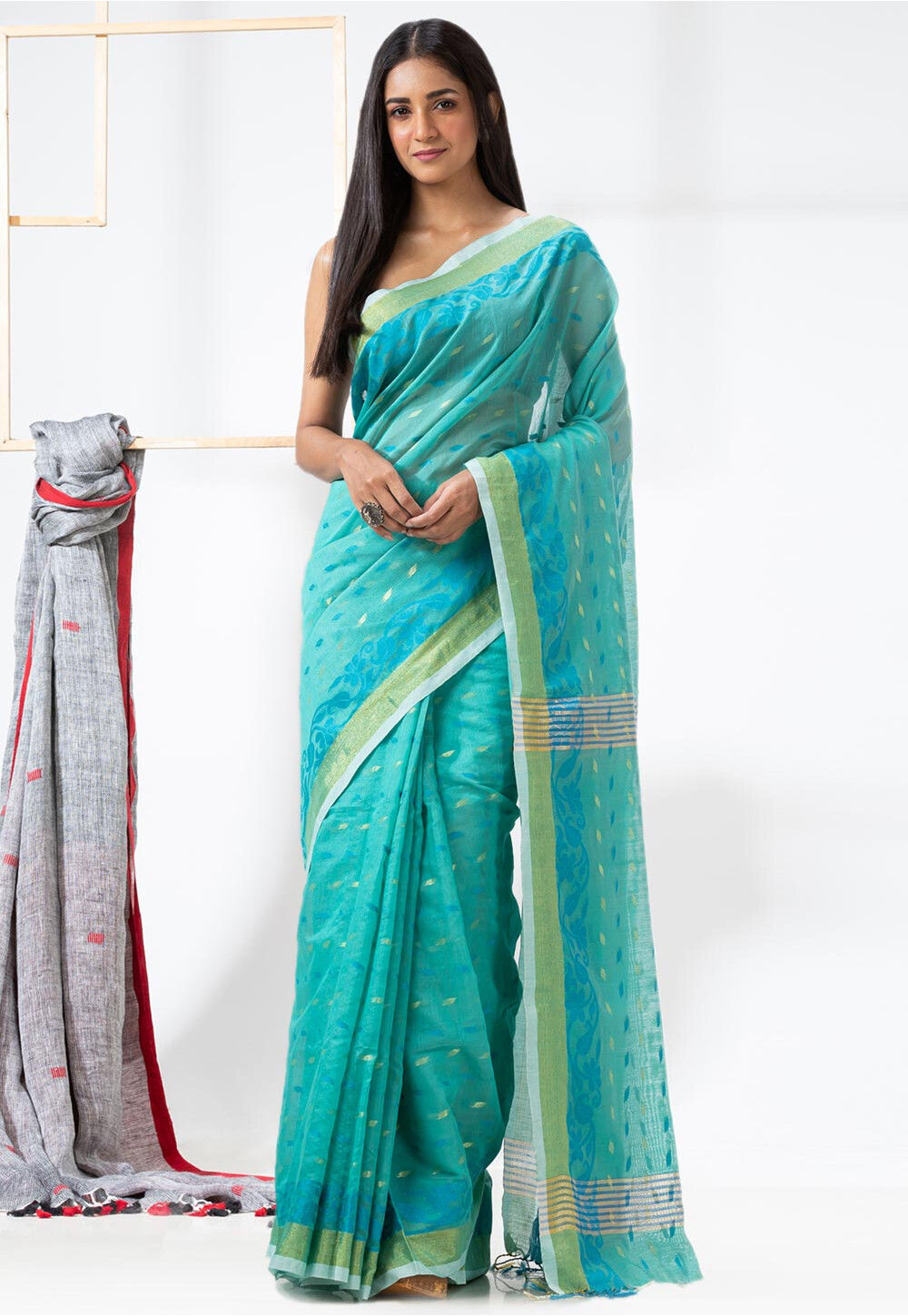 Buy Handloom Cotton Silk Saree in Sky Blue Online SBEA1000 Utsav