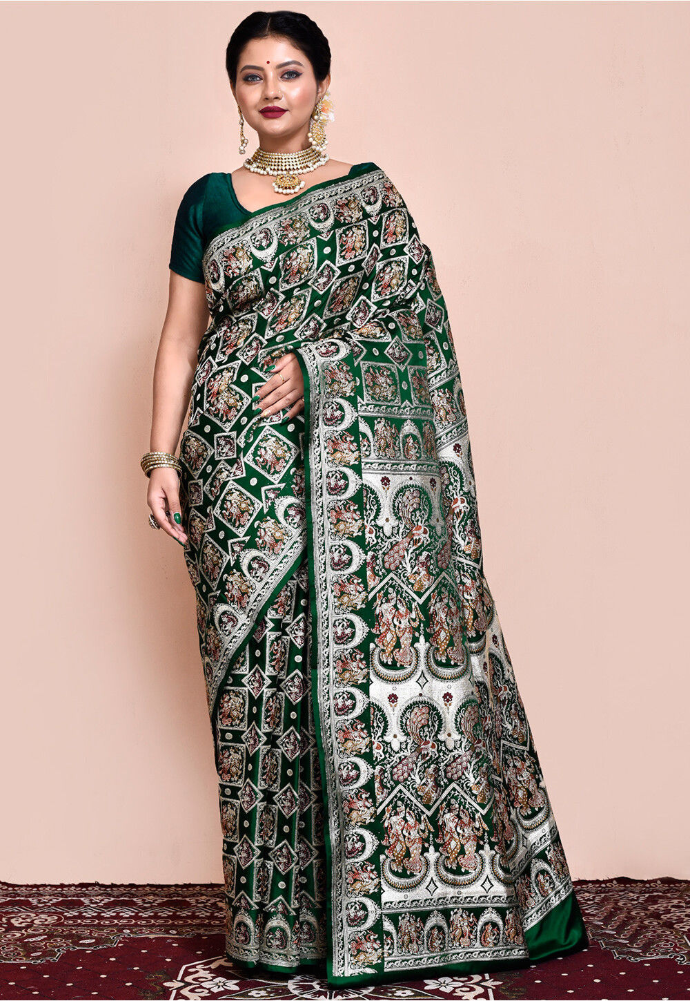 Banarasi handloom green pure silk saree