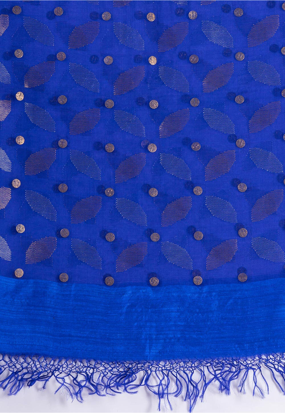 Royal Blue Matka Silk Saree with Mother of Pearl main image 1